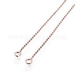 真鍮製スタッドピアスパーツ  カン付き  ビーズチェーン  アメリカンピアス  ローズゴールド  104x1mm  穴：1.8mm  ピン：0.8mm&nbsp;KK-I645-03RG