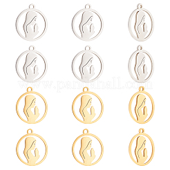 12 шт. подвески из нержавеющей стали 201 двух цветов&nbsp;STAS-UN0041-54