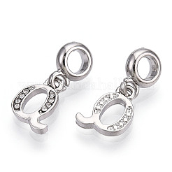 Европейские подвески с подвесками из платинового сплава со стразами PALLOY-T048-36P-Q