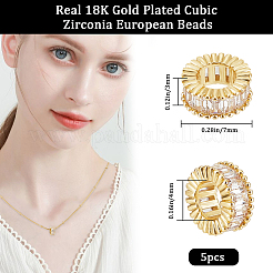 5 шт. латунные европейские бусины с микропаве из кубического циркония ZIRC-BBC0002-50