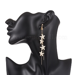 Серьги-гвоздики с подвесками из синтетической бирюзы в форме морской звезды EJEW-TA00763