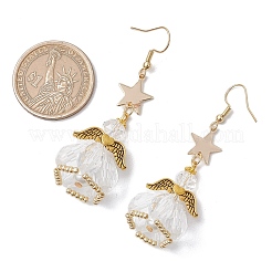 Ангел-звезда ручной работы из стеклянных бусин и стеклянных подвесных сережек для женщин&nbsp;EJEW-MZ00393-10