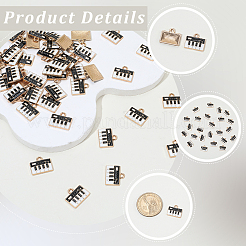 合金エナメルピアノチャーム60個  ゴールドカラー  ブラック  13x15mm  穴：2mm&nbsp;FIND-SC0021-63