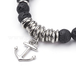 Браслеты с подвеской из вулканического камня&nbsp;BJEW-JB03403-01