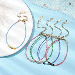 天然混合宝石とガラスシードビーズのブレスレット  7-3/8インチ（18.7cm）&nbsp;BJEW-MZ00047