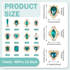 48 Stück 12 Stile Legierung Strass Cabochons&nbsp;MRMJ-TA0001-45A