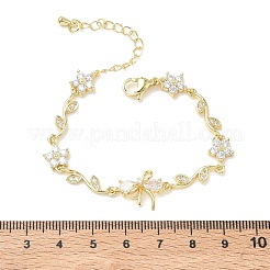 Messing-Gliederkettenarmbänder mit Mikropflaster und Zirkonia für Damen&nbsp;BJEW-C156-04E-04G