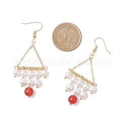 3 пара серег-подвесок в форме ромба из натуральных смешанных камней в двух стилях&nbsp;EJEW-TA00752