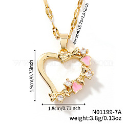 Ожерелья из латуни с прозрачным кубическим цирконием в форме сердца CH4119-1