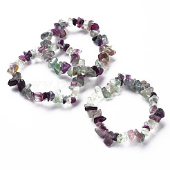 Unisex Chip natürliche Fluorit Perlen Stretch Armbänder&nbsp;BJEW-S143-14