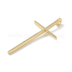 Большие кулоны из латуни с микропейвом и прозрачным фианитом&nbsp;KK-M300-09G-01