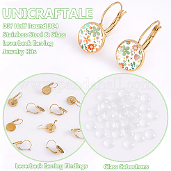 DIY halbrunde Schmucksets für Leverback-Ohrringe aus Edelstahl 304 und Glas&nbsp;DIY-UN0006-07