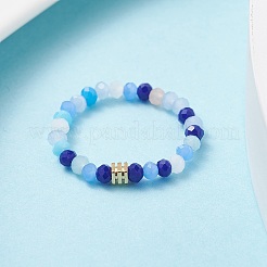 Stretch-Fingerring aus Glasperlen mit Würfel für Damen&nbsp;X-RJEW-JR00431
