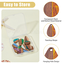 16шт 8 цвета прозрачной смолы и орехового дерева большие подвески&nbsp;RESI-HS0001-01D