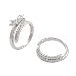 Комплект колец-манжет с открытыми манжетами из латуни с микропаве и кубическим цирконием для женщин RJEW-U002-11P