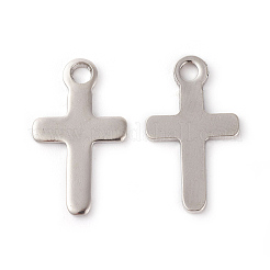変色しにくい201ステンレススチールペンダント  クロス  ステンレス鋼色  21x12x1mm  穴：2mm&nbsp;STAS-F192-065P