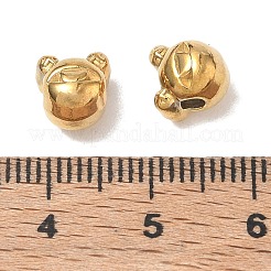304ステンレススチールビーズ  カエル  イオンプレーティング（ip）  18KGP本金メッキ  7.5x7.5x6.5mm  穴：2mm&nbsp;SA-CBA740F-30G