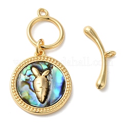 Латунные застежки-кнопки с ракушкой пауа KK-N254-71G