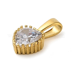 304ステンレススチールマイクロパヴェキュービックジルコニアペンダント  ハート  ゴールドカラー  10x8x4mm  穴：5.5x2.5mm&nbsp;STAS-R229-28B-G