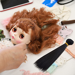 Kunststoff lange gerade Frisur Puppe Perücke Haare&nbsp;LS-DIY-WH0588-49A