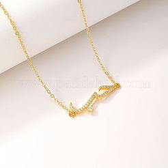 Ожерелье с подвеской в форме волны кубического циркония и золотыми латунными цепочками&nbsp;RP3424-2