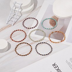 7 Uds 7 pulseras elásticas de piedras mixtas naturales y sintéticas con cuentas de latón&nbsp;BJEW-JB08772