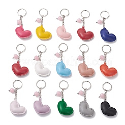 Брелки из искусственной кожи в форме сердца и круглого акрила&nbsp;KEYC-JKC01354