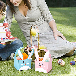 Подарочные коробки для хранения бумаги кролика с ручкой CON-WH0095-40