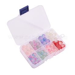 96шт 8 цвета прозрачные окрашенные распылением матовые стеклянные бусины&nbsp;GLAA-CJ0001-40