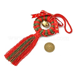 Pendentif couronne de Noël en coton macramé fait main&nbsp;HJEW-JM02654-02