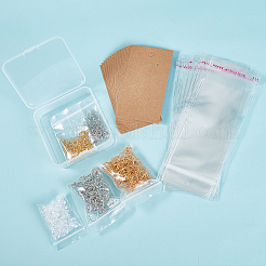 アイアン製ピアスフック  耳ワイヤー  丸カン付き  プラスチック製ピアスキャッチ  OPPセロハン袋と紙製ディスプレイカード  プラチナ·ゴールデン  7.4x7.3x2.5cm  20ゲージ（0.8mm）&nbsp;IFIN-CA0001-02