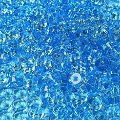 透明な色のガラスシードビーズ  コラム  ディープスカイブルー  6x3mm  穴：1.4mm  約2027個/ポンド&nbsp;SEED-E001-T3x6mm-05