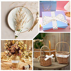 Полиэстеровая лента с золотым тиснением в горошек&nbsp;OCOR-WH20006-25B