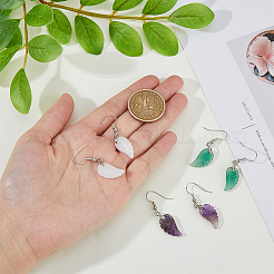 3 пара 3 стилей серег-крыльев из натуральных смешанных драгоценных камней с латунными штифтами для женщин EJEW-FI0003-19