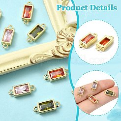 8 шт. 4-х цветные прямоугольные соединительные подвески из латуни и стекла&nbsp;KK-CJ0003-40