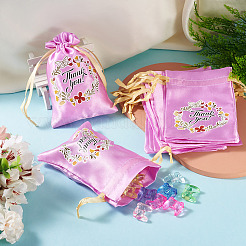 Blumen-Dankeschön-Aufbewahrungsbeutel aus Polyester-Satin mit Kordelzug&nbsp;ABAG-TAC0005-09A
