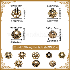 240 шт. 8 стиля тибетских сплавных бусин в форме цветка&nbsp;FIND-SP0001-64