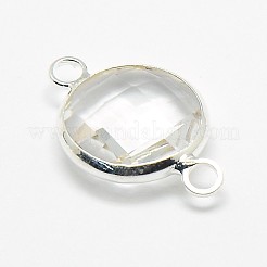 Connecteurs de liens en verre en laiton plaqué argent&nbsp;GLAA-J011B-S