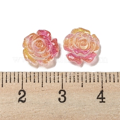 蓄光透明樹脂カボション  暗闇で光るグリッターパウダー入りの花  サクランボ色  9x9.5x5mm&nbsp;RESI-D013-05C
