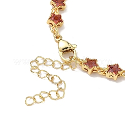 Sternförmige Messing-Pavé-Gliederkettenarmbänder mit Zirkonia-Besatz für Damen&nbsp;BJEW-P385-03G-05