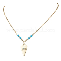 Colgante de corazón de ojo malvado con circonita cúbica pavé de latón&nbsp;NJEW-JN05803-01