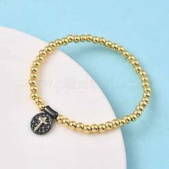 Braccialetti con ciondoli ovali in ottone&nbsp;BJEW-B148-03B-04