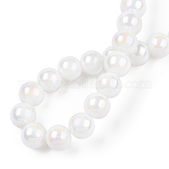 Chapelets de perles en verre opaque électrolytique&nbsp;GLAA-T032-P8mm-AB02