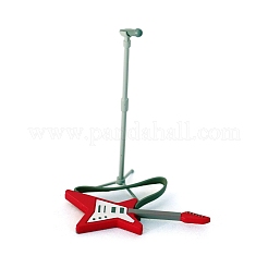 プラスチック楽器ミニチュア装飾品  マイクロランドスケープドールハウスアクセサリー  エレキギター  レッド  65~80mm&nbsp;PW-WGFB6BD-01