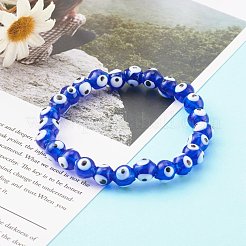 Браслеты из бисера стрейч лэмпворк ручной работы сглаза BJEW-JB06218