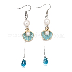 Серьги-подвески в форме ракушки из сплава EJEW-TA00655