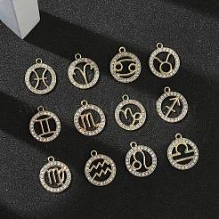 12 шт. 12 стиля подвески из цинкового сплава со стразами&nbsp;FIND-YW0010-43