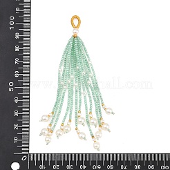 透明なガラスとプラスチックビーズの大きなペンダント  タッセルチャーム  淡緑色  99.5x8mm  穴：4.5mm&nbsp;LS-GLAA-B038-01A