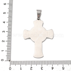 304ステンレススチールチャーム  聖クリストファーとイエスの十字架  ステンレス鋼色  41.5x30x3mm  穴：7.5x5mm&nbsp;STAS-P421-05P