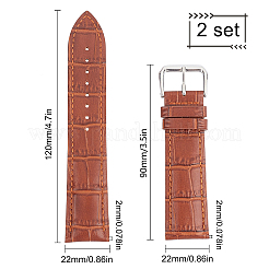 レザー時計バンド  304ステンレススチール留め具付き  シエナ  90~120x22x4~5mm&nbsp;WACH-GF0001-002C-02